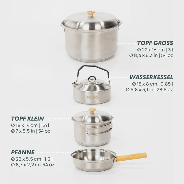 Mobiler Gaskocher mit Topfset I BOXIO COOK PLUS